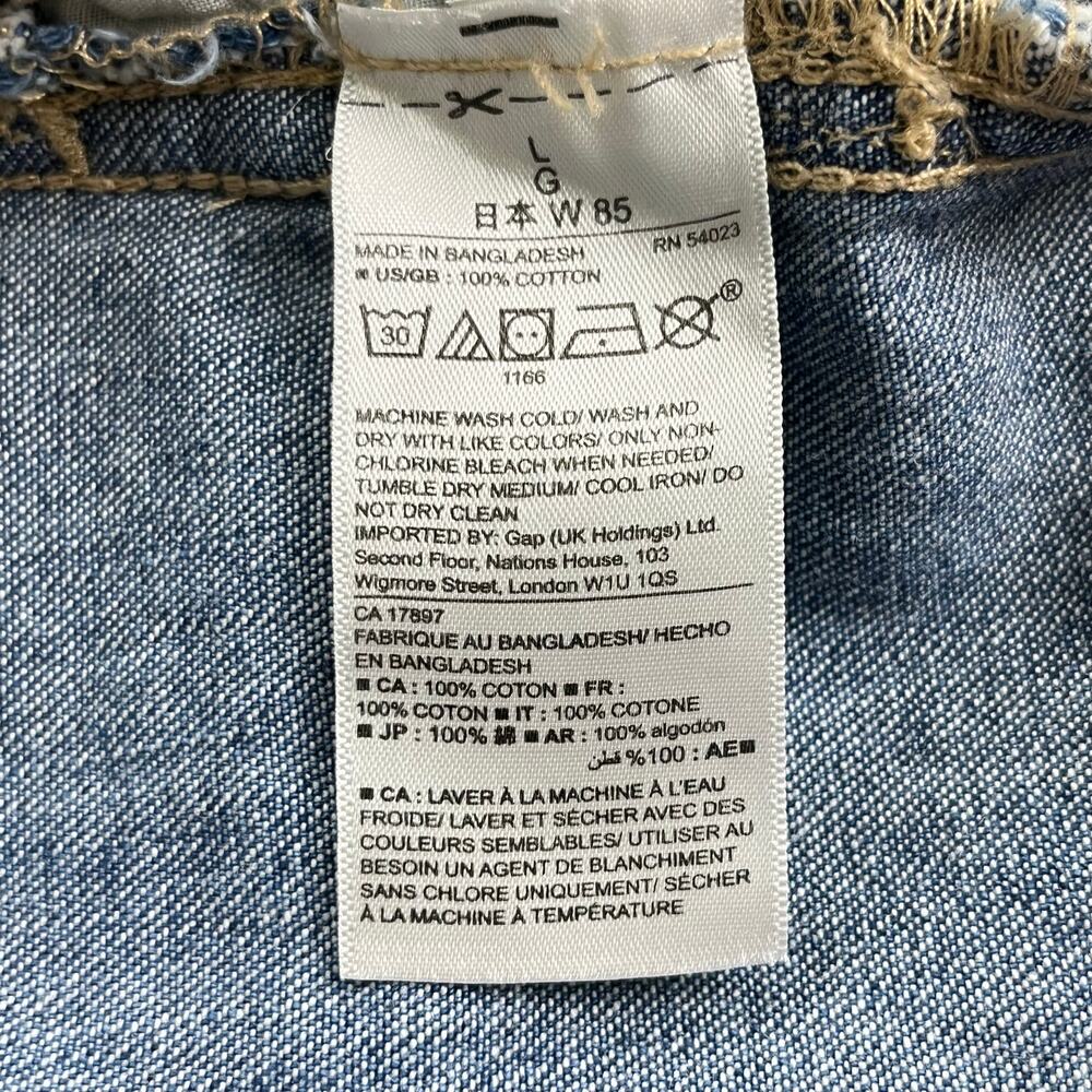 Gap Outlet Distressed Blue Denim Racerback Utility Bib Ripped Crop Overalls L - Picture 11 of 14